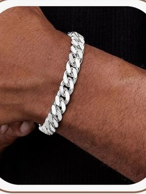 NIB Italian 925 Sterling Silver Cuban Link Bracelet 7.5"